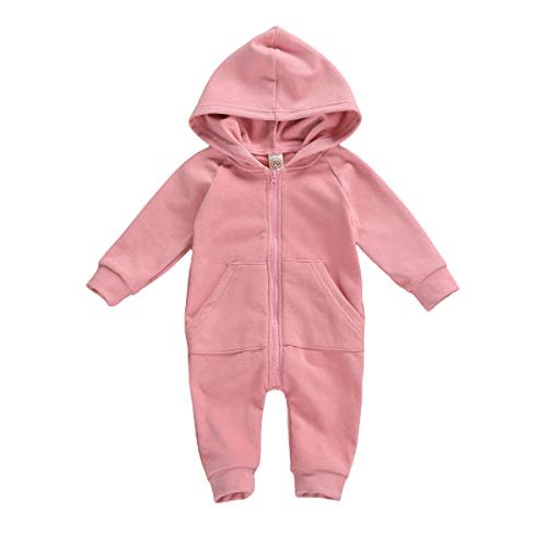 Seyurigaoka Baby Boys Girls Jumpsuit Hoodie Romper Zipper Long Sleeve One Piece Outfits Fall Winter Warm Clothes for Unisex