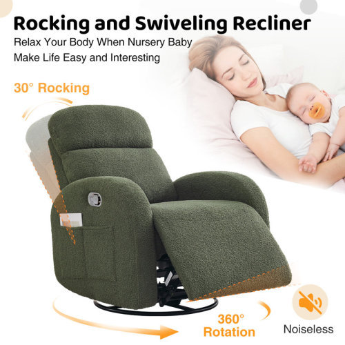 Latitude Run® Delba 37"Modern Upholstered Manual Swivel Rocker Glider Recliner Nursery Chair & Reviews | Wayfair