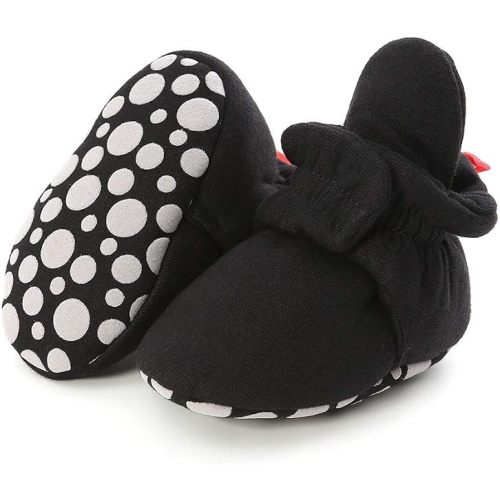 Infant Baby Boys Girls Cozy Fleece Booties Stay on Slippers Non Slip Soft Gripper Sock Shoes Toddler First Walker Newborn Crib Birthday Shower Gift