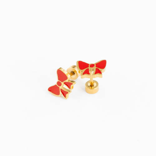 Pip Pop Post Red Bow Stud Earrings