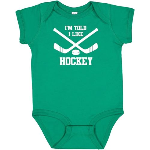 Rocket Bug I'm Told I Like Hockey Silhouette Baby Bodysuit, Soft Short Sleeve Cotton Bodysuit, Newborn Baby Girl & Boy Gift