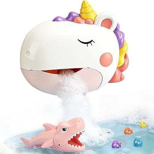 Baby Bath Toys Bubble Machine for Toddlers 1-3 Toddler Fountain Bathtub Pool Water Table Toys Shark Bath Toy 18 Months Months Baby Bath Toy for Girls