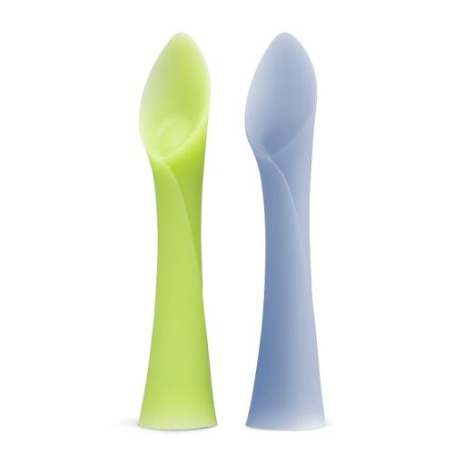 Olababy Silicone Baby Spoons, Baby Led Weaning, 2pk (Kiwi/Blueberry)