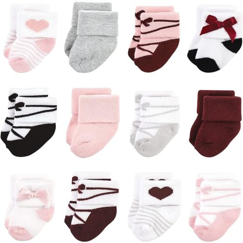 Hudson Baby Baby Girls' Cotton Rich Newborn and Terry Socks