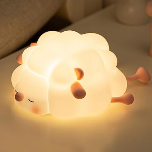 Rechargeable LED Night Light for Kids, 3-Level Dimmable Nursery Nightlight, Food Grade Silicone Squishy Lamp Perfect Bedside Touch Lamp with 30 Min Timer for Breastfeeding, Toddler, Baby Décor Pink