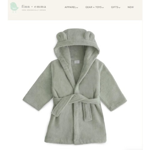 Organic Toddler Bear Robe (Moss 2-4 Years)