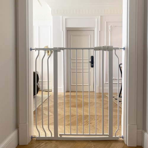 Elevon Easy Walk Through Safety Gate for Doorways and Stairways with Auto Close and Hold Open Features with Wall Caps, Fits Opening Between 29.1 to 38.5 Inches, 36-Inch High