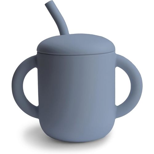 mushie 100% Silicone Training Cup & Straw for Toddlers | 6 Months+ (Tradewinds)