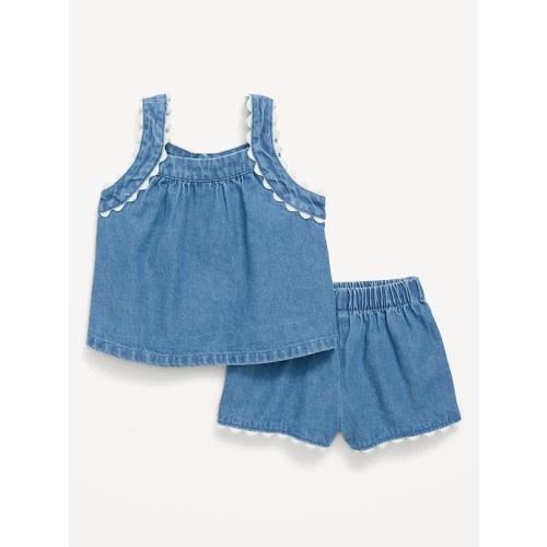 Sleeveless Denim Top and Shorts Set for Baby