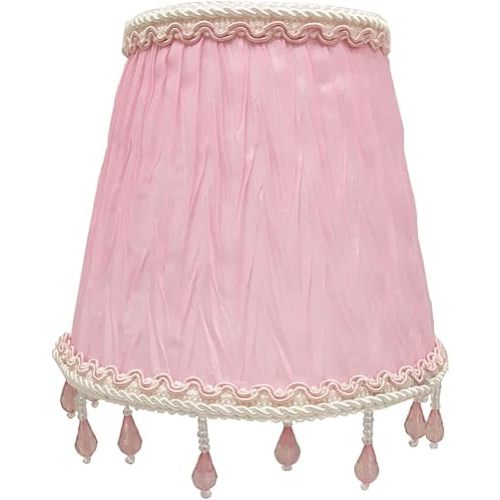 Royal Designs, Inc. CSO-1037-5PNK Beaded Ruche Pleat Empire Chandelier Shade with Designer Trim, 3 x 5 x 4.5, Pink