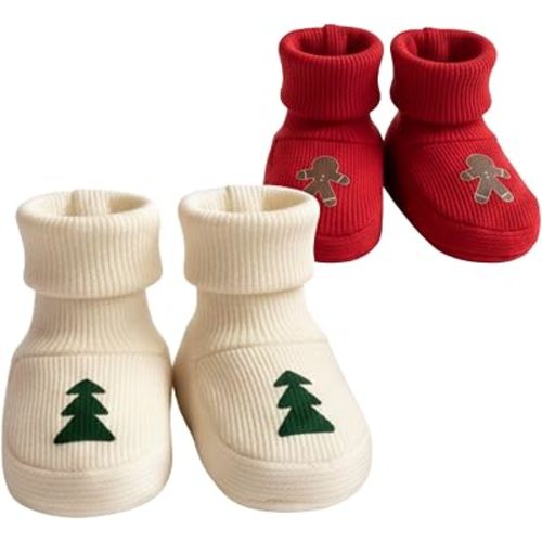 Baby Socks Winter Booties 2 Pack - Gift Thick Infant Socks - Gift for Newborn Babyshower