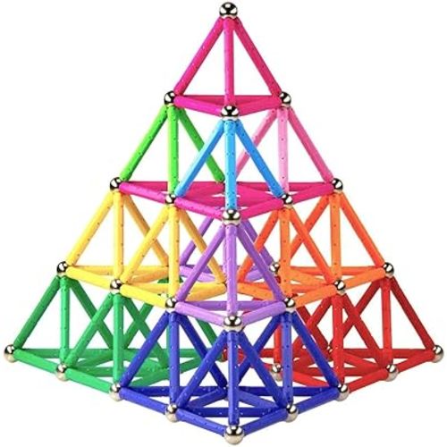 220PCS Magnetic Building Sticks Blocks, Magnet Educational Toys Magnetic Sticks Stacking Toys STEM Set, Non-Toxic Building Toy 3D Puzzle with Storage Bag