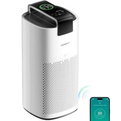 MORENTO Smart Air Purifier Up to 2050 SqFt with PM 2.5 Air Quality Sensor, WiFi and Sleep Mode, Handheld Home Air Purifier with Hepa Filters