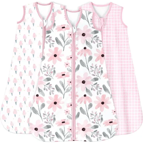 Yoofoss Baby Sleep Sack 6-12 Months 0.5 Tog Wearable Blanket for Baby, 3 Pack 100% Organic Cotton Infant Toddler Sleeping Sack 2-Way Zipper Lightweight Sleep Sack