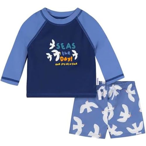 Gerber Baby-Boys Toddler Long Sleeved Rashguard Swim Bathing Suit Set