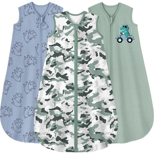Yoofoss Baby Sleep Sack 6-12 Months Wearable Blanket for Babies 100% Organic Cotton 2-Way Zipper TOG 0.5 Toddler Sleeping Sack 3 Pack, Comfy Lightweight Sleep Sacks