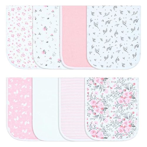 Hakochia Burp Cloths for Baby Boy & Girl Organic Cotton Large Unisex Burp Clothes Extra Absorbent Soft Neutral Burping Rags Spit Up Cloth Sets for Newborns 8 Pack