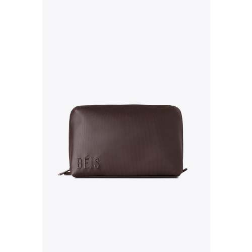 BÉIS Medium Pouch in Espresso - Brown Medium Travel Makeup Bag & Cosmetic Bag