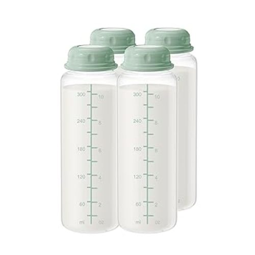 11oz Breastmilk Storage Bottle for Smaller Momcozy Breast Milk Cooler 12oz, Portable Travel Freezer Bottles, Baby Breastfeeding Essential Gift, 4PCS