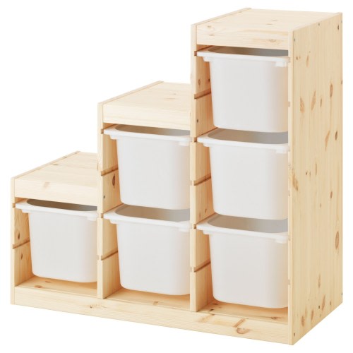 TROFAST Storage combination, pine light white stained pine, white, 37x17 3/8x35 7/8" - IKEA