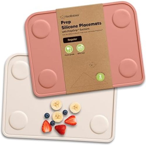 KeaBabies 2pk Silicone Placemats for Toddlers, Kids, 12x9 (Roseate, S)