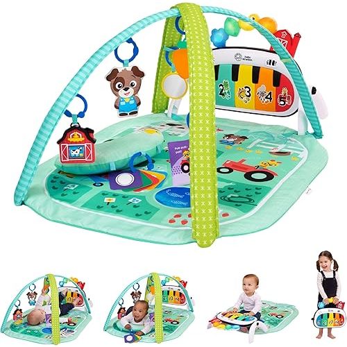 Baby Einstein Farm Explorers 4-in-1 Kickin’ Tunes Musical Meadow Music & Language Discovery Gym, Ages 0 Months and Up