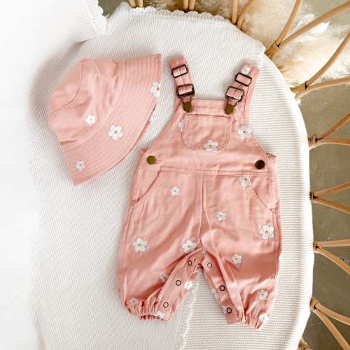 Floral Pink Denim Overalls Bundle