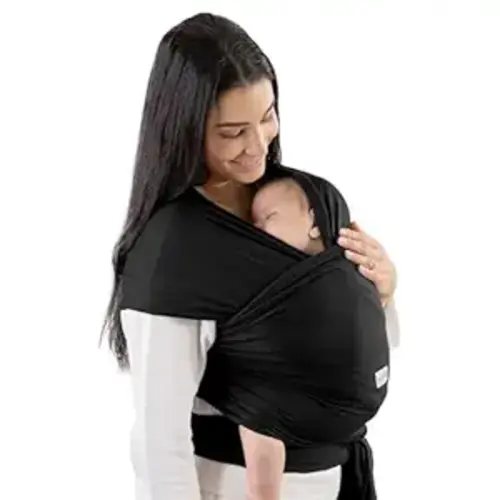Comfy Cubs Baby Wrap Carrier - Soft & Secure Fit Cotton Blend Baby Carrier Newborn to Toddler - Hands-Free & Lightweight Infant Wrap - Adjustable, One Size Fits All Toddler Sling - Black