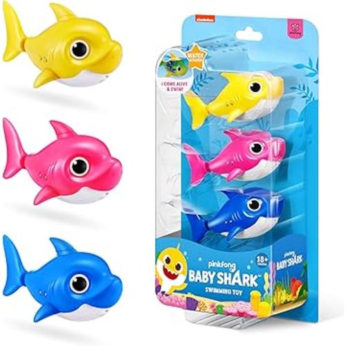 Robo Alive Junior Baby Shark New Silicon Fins Version Swimming Mini Baby Shark (3 Pack) by ZURU