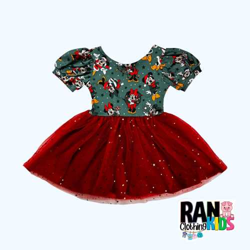 Christmas Minnie Mouse Tulle Dress: Girls Holiday Twirl Tutu