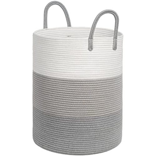 CHICVITA Large Baby Laundry Basket, Clothes Hamper for Nursery, Bedroom, Living Room, Bathroom, Tall Storage Basket for Clothes, Blankets, Towels, Toys, 15 x 20 inches, Grey, 58L