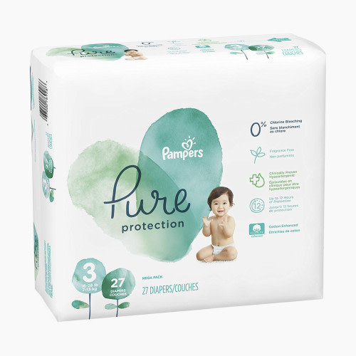 Pampers Pure Protection Disposable Diapers, Super Pack - Size 3, 66 Count