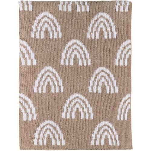 Living Textiles Chenille Knitted Blanket - Taupe Rainbow