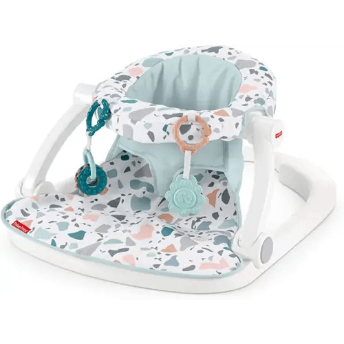 Fisher-Price Portable Baby Chair Sit-Me-Up Floor Seat With Developmental Toys & Machine Washable Seat Pad, Pacific Pebble