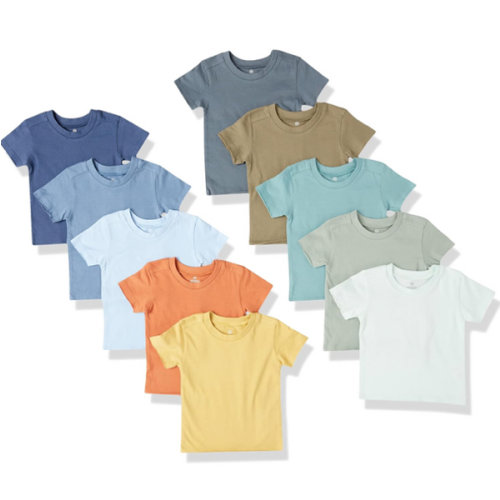 HonestBaby Baby Toddler & Kids' 100% Organic Cotton Short Sleeve T-Shirts (10-Pack)