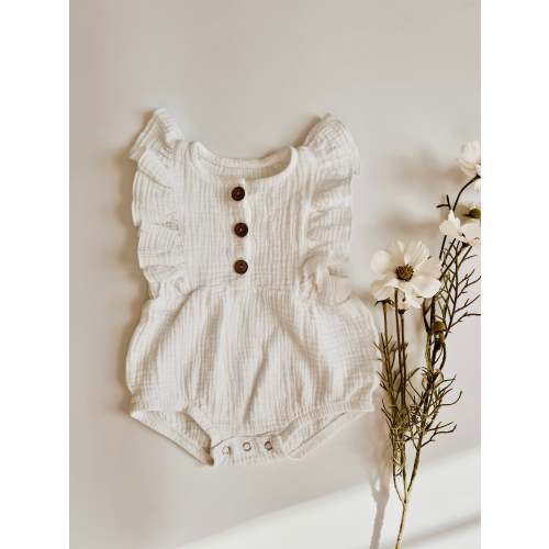 Flutter Gauze Romper | White
