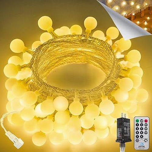 Connectable 43FT 100LED Globe String Lights Indoor, Fairy Lights Plug in