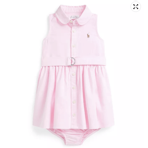 Polo Ralph Lauren - Baby Girls' Sleeveless Oxford Shirtdress and Bloomer, 2-Piece Set