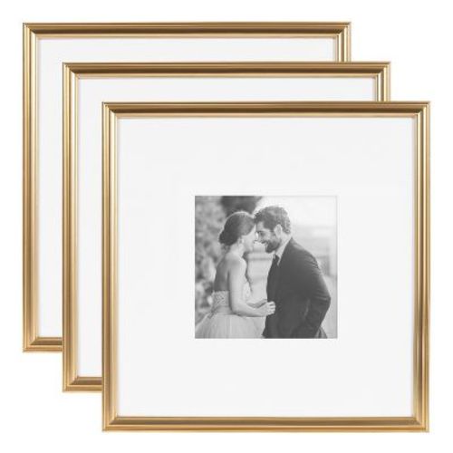 Kate & Laurel All Things Decor 16"x16" Matted to 8"x8" Adlynn Photo Frame Set Gold