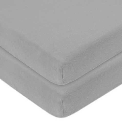 TL Care Solid 100% Cotton Knit Fitted Playard sheet - Gray 2pk