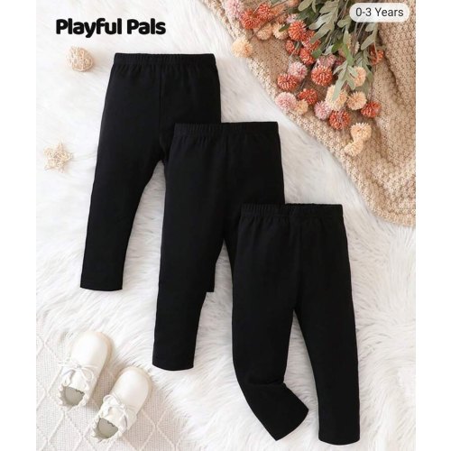 SHEIN Playful Pals Baby Girl 3pcs Solid Elastic Waist Pants | SHEIN USA
