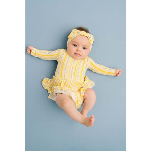 Sunny Meadow Stripe Long Sleeve Bodysuit Bamboo Dress