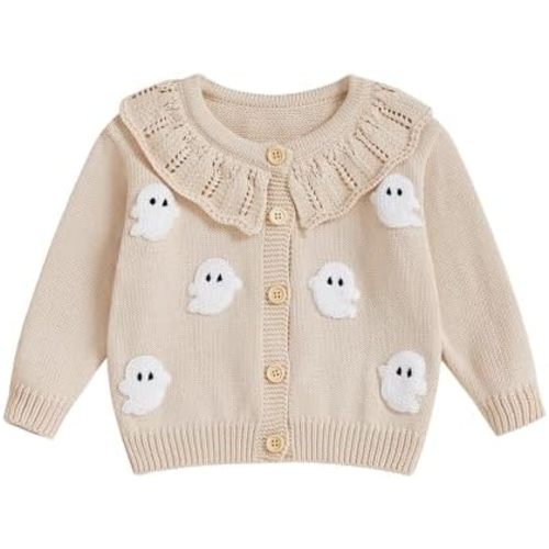 Baby Girl Cardigan Sweater Infant Toddler Floral Embroidered Button Down Knit Sweaters Fall Winter Clothes
