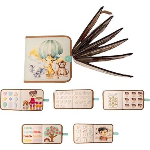 Montessori Busy Book for Toddlers 1-3, Pastel Aesthetic, Interactive Play, Learning Curriculum, 1-3 Year Old Boy Girl Birthday Gift, Travel Fun, Educational Daycare Toy, Visual Cognitive Skills