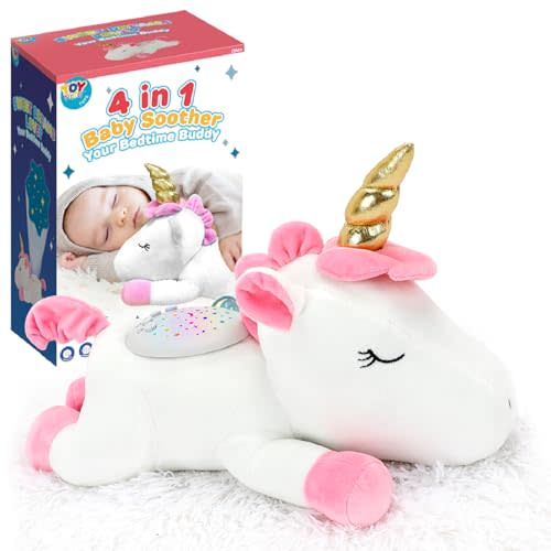 TOY Life Shush Baby Sleep, Baby Soothers Newborn, Moms Heartbeat, Baby White Noise Machine & Star Projector, Lullaby Stuffed Animal Unicorn Heart Beat, Crib Soother, Cry Activated Baby Sleep Soothers