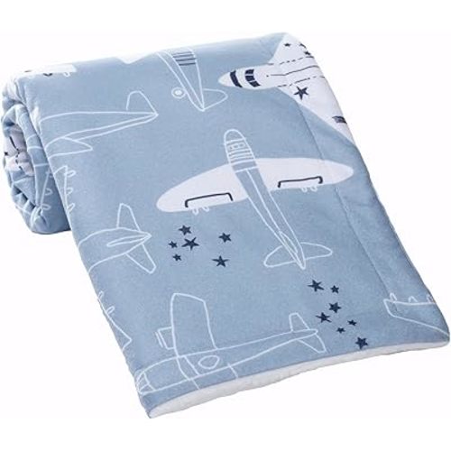 Bedtime Originals Little Aviator Blue/White Airplane Soft Fleece Baby Blanket