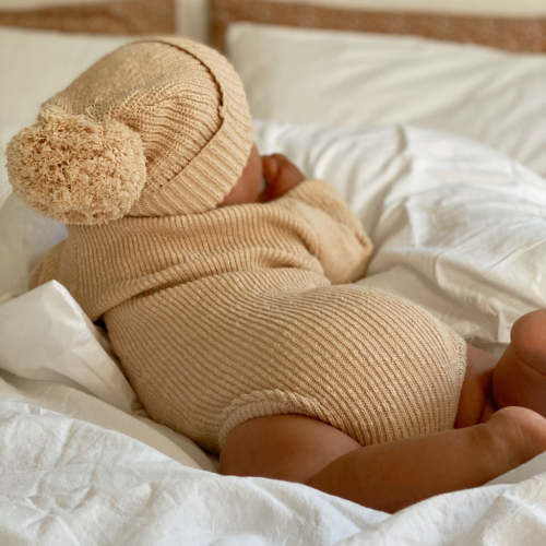 RIBBED BODYSUIT | TEXTURED WHEAT