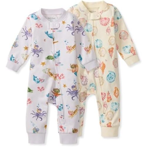 Burt's Bees Baby Unisex Sleep and Play PJs, 100% Organic Cotton One-Piece Zip Front Footless Loose Fit Footie Pajamas