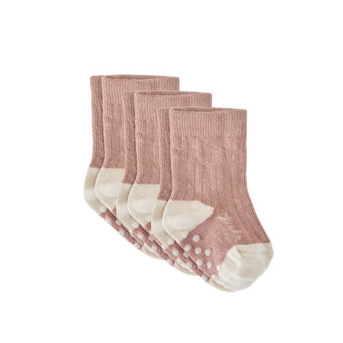Crew Socks with grips 3 Pack - Blossom
