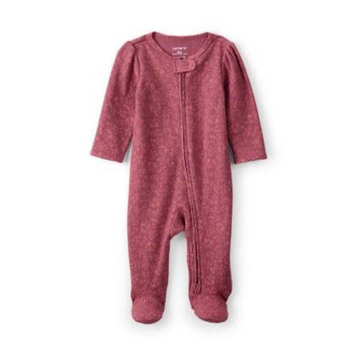 Baby Girls Textured Printed Footie Pajamas